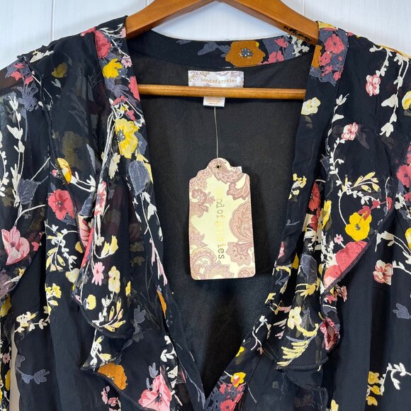 New‎ Band Of Gypsies Black Floral Sheer Long Sleeve Bodysuit Size S Whimsygoth - Picture 4 of 12